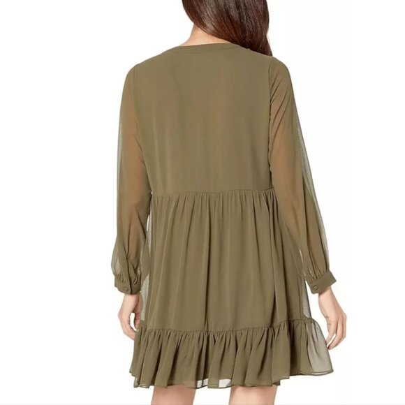 Vince Camuto Solid Long-Sleeve Split-Neck Tiered baby Doll Dress Size 2X - Picture 2 of 15